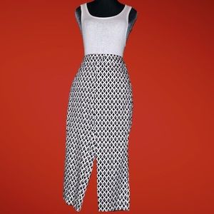 Audrey & Celine black and white abstract southwest print cropped pants